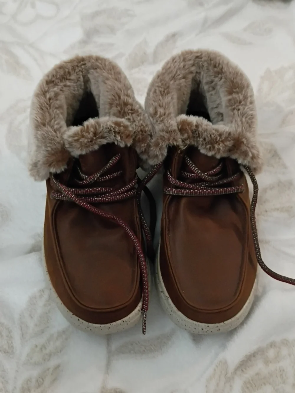 Skechers Bobs Brown Faux-Fur Lined Lace-Up Ankle Boots -Offers Welcome